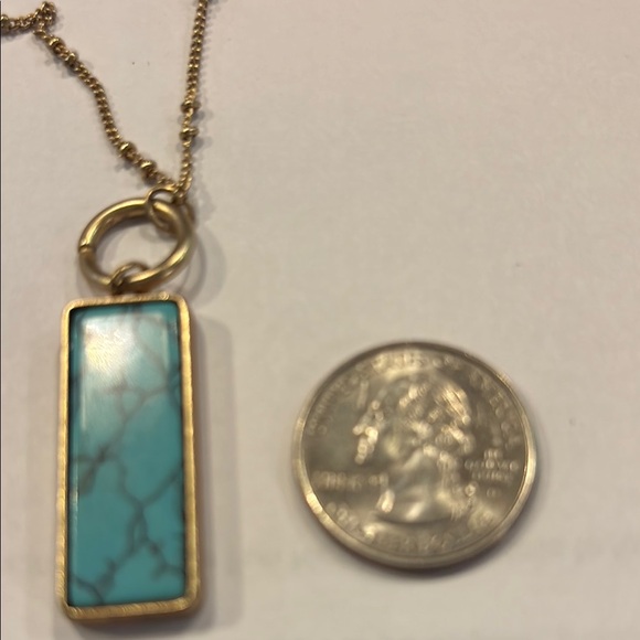 LOFT Blue and Gold Necklace with Turquoise Color Pendant - Picture 2 of 4